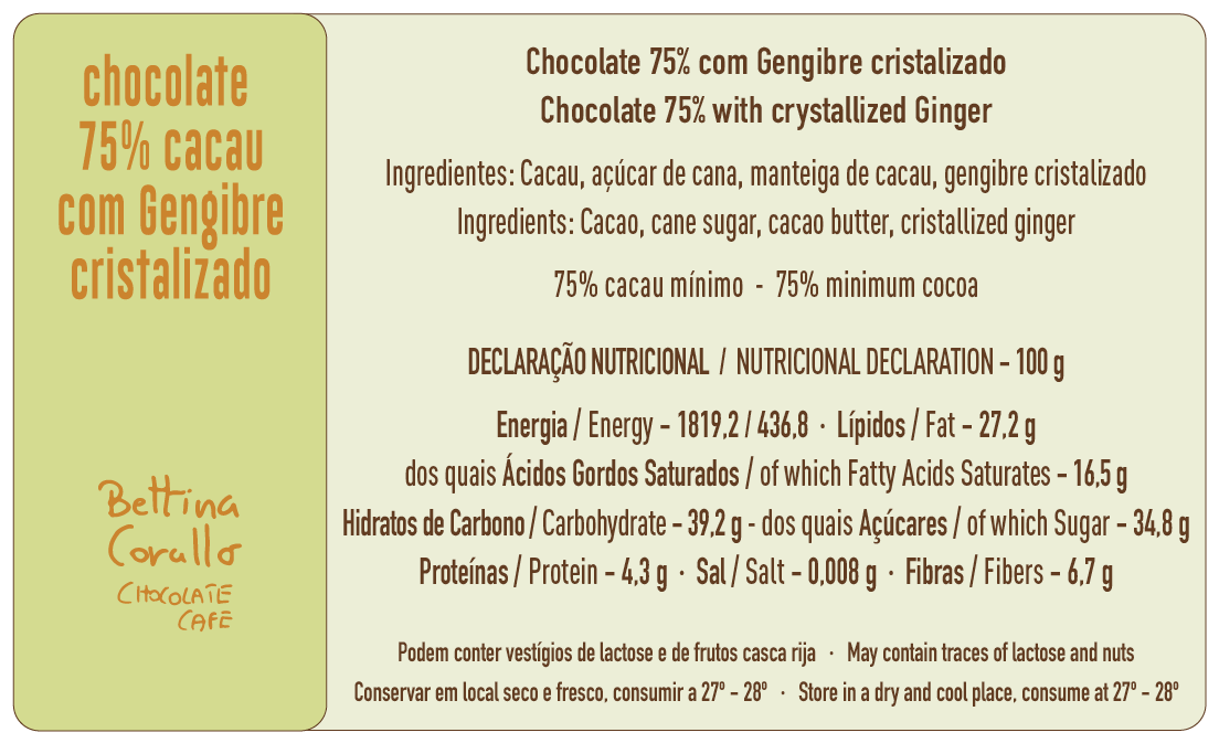 75% CACAU COM GENGIBRE CRISTALIZADO